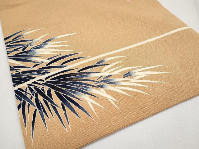 平和屋本店■超希少　東京友禅　久呂田明功　九寸名古屋帯　稲穂　黒地　金彩　鬼しぼ縮緬　逸品　DZAA6082kh5 平和屋本店□超希少 東京友禅 久呂田明功 九寸名古屋帯 稲穂