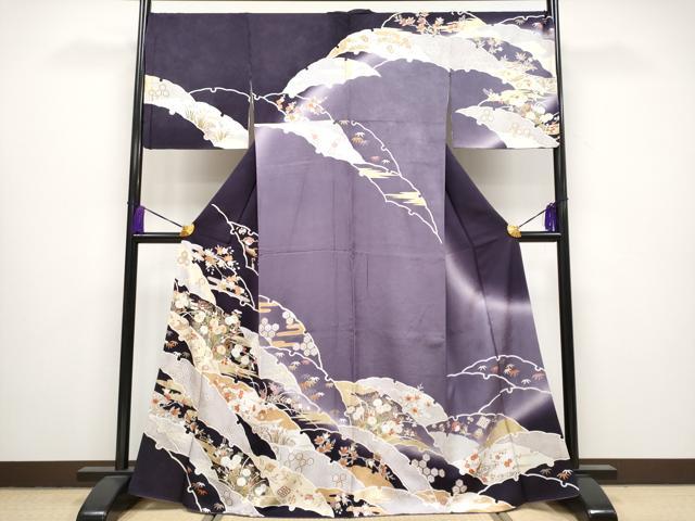 平和屋本店■極上　訪問着　駒刺繍　宝尽くし雪輪枝花文　暈し染め　金彩　逸品　CYAA1287s5