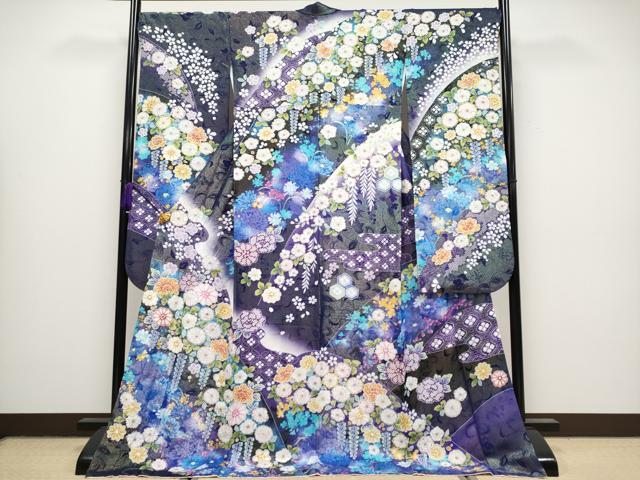 プロフ必読☆そごう謹製☆辻が花☆絞り☆銀通し 平和屋本店□極上 振袖 辻が花 絞り 暈し染め 金銀通し地 逸品 CYAA1293s5