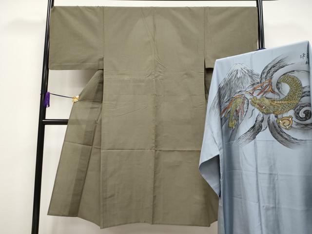 st-1300　男物　長襦袢袷　赤 アンティーク 長襦袢 松林に鶴 綾子 正絹 袷 赤 大正ロマン 大正浪漫