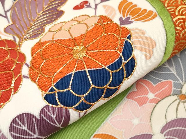 平和屋本店□極上 創業460年・千總 振袖 駒刺繍 舞蝶花