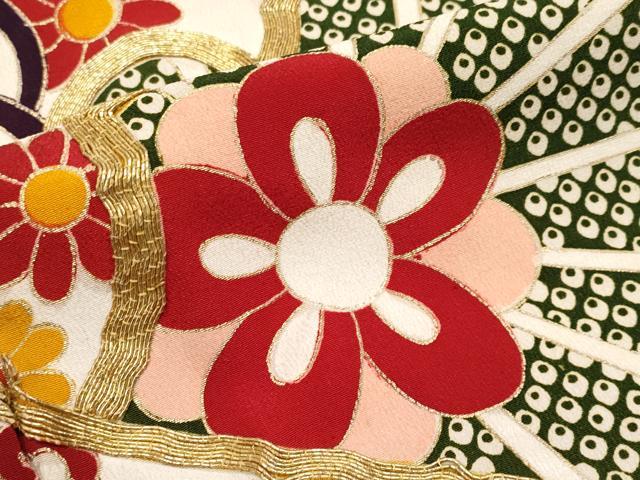 平和屋本店□極上 アンティーク 大正ロマン 振袖 相良刺繍 駒刺繍 立波飛鶴