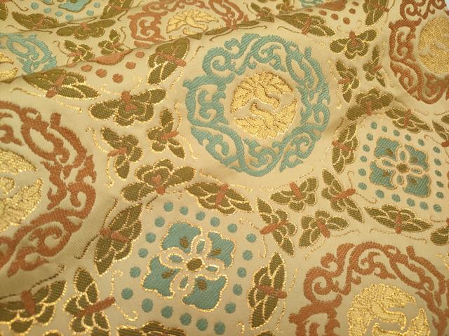 平和屋本店□極上 龍村晋謹製 全通柄袋帯 唐織 天平向鳥