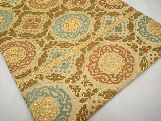 平和屋本店■極上　龍村晋謹製　全通柄袋帯　唐織　天平向鳥蝶文錦　金糸　逸品　CYAA1370s5 平和屋本店□極上 龍村晋謹製 全通柄袋帯 唐織 天平向鳥