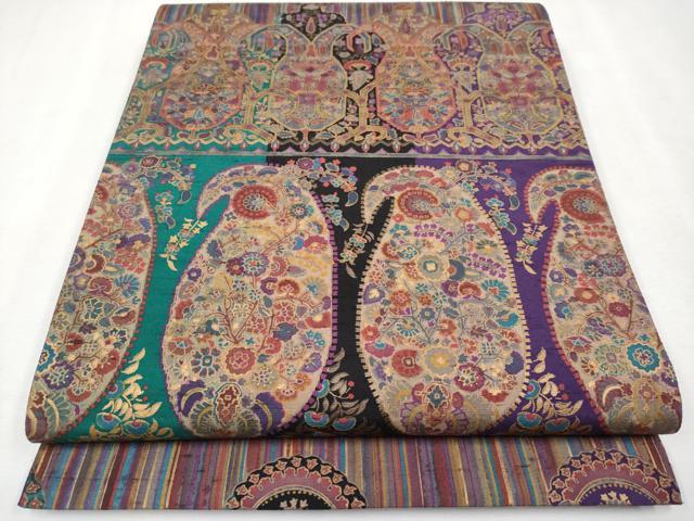 平和屋本店□極上 岩手の匠 草紫堂 南部絞り 紫根染 紬 全通柄九