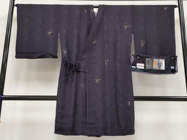 リバーシブルロングコート地 紋意匠 ぼかし×黒色 正絹 反物 正絹リバーシブルコート リバーシブルロングコート地 紋意匠
