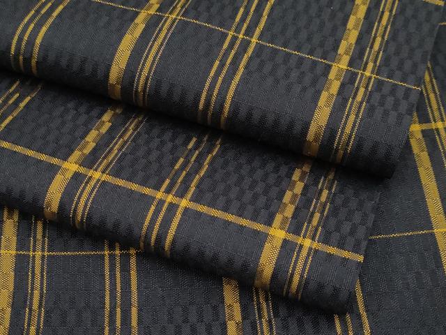 平和屋本店■極上　本場黄八丈　黒八丈　紬　市松綾織　大丸扱い　逸品　CYAA1519s5