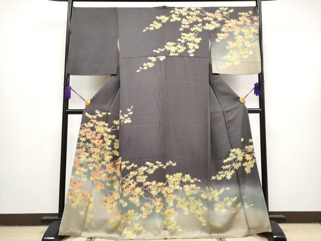 平和屋本店□極上 名門染元 秀美 十日町友禅 龍谷 訪問着 枝楓