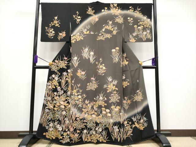 平和屋本店■極上　十日町　加賀草木友禅の第一人者　田村哲彦　訪問着　草花文　暈し染め　逸品　未使用　CYAA1548s5