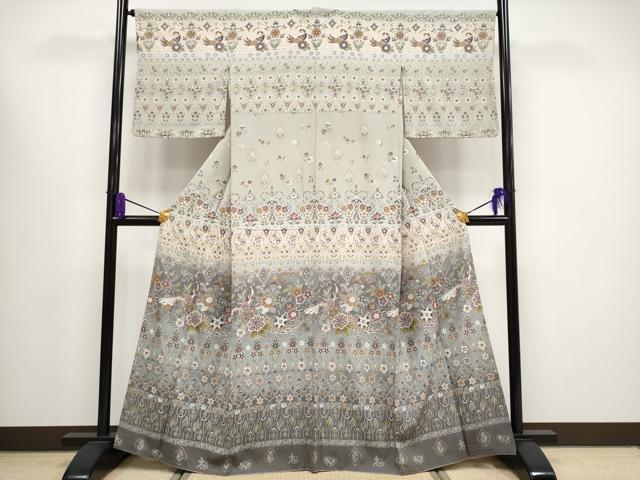 平和屋本店■極上　訪問着　孔雀更紗花文　暈し染め　金彩　逸品　CYAA1589s5