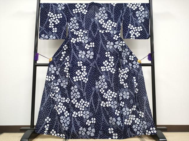 平和屋本店■極上　夏物　浴衣　有松鳴海絞り　枝花文　綿　逸品　CYAA1601s5
