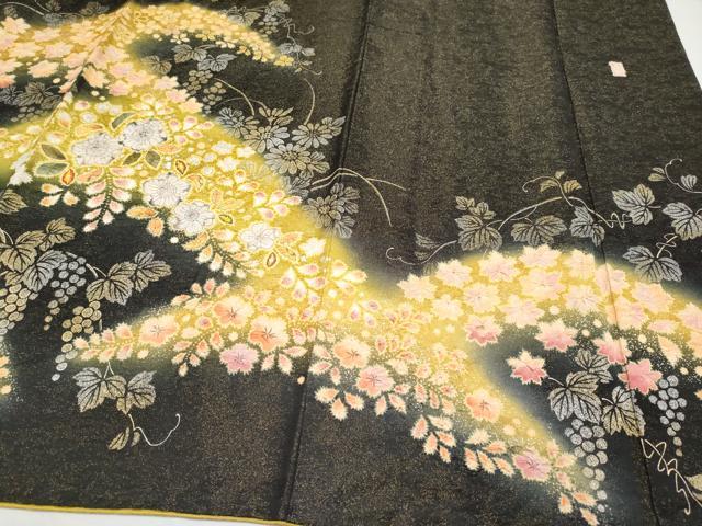 平和屋本店□極上 振袖 辻が花 風景花文 暈し染め 金銀彩 金