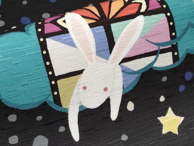 平和屋本店□極上 太鼓柄京袋帯 WAKKA ワッカ 月兎 黒地 逸品 CYAA1666s5