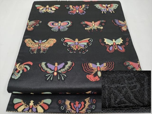 平和屋本店■最高級　人間国宝　北村武資　煌彩錦　六通柄袋帯　唐織　蝶　黒地　金糸　逸品　CYAA1694s5