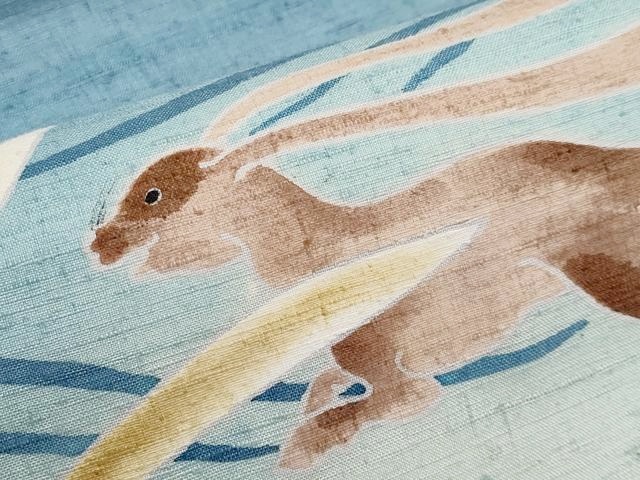 平和屋本店□極上 九寸名古屋帯 手描き 紬地 波兎 逸品 CYAA1699s5