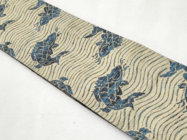 平和屋本店極上　男性　両面　角帯　光琳水　逸品　CYAA1167s5 平和屋着物□極上 男性 角帯 山吹茶色地 逸品 DZAA8048kh5 男性 着物 茶色