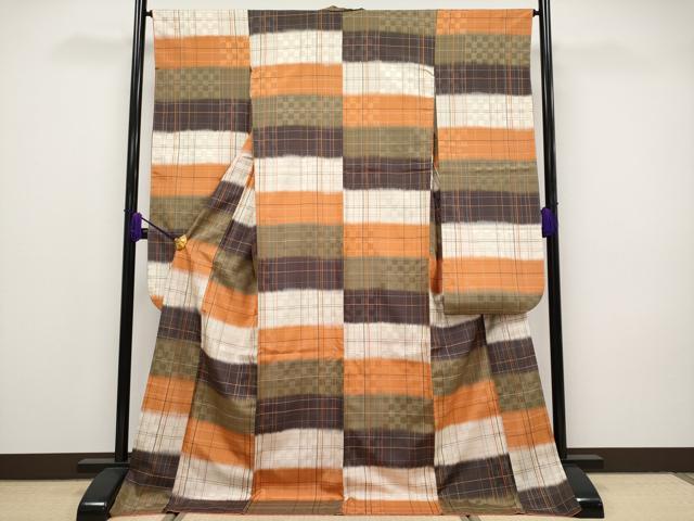 平和屋本店■希少　伝統工芸士　曽根武勇 　振袖　お召地　吉野間道　逸品　CYAA1764s5