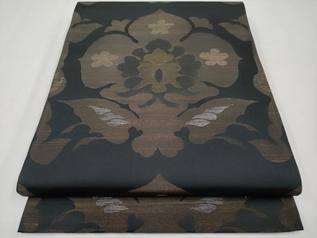 平和屋本店■極上　1854年創業　帯屋捨松　六通柄袋帯　草花文　黒地　金銀糸　逸品　CYAA1787s5