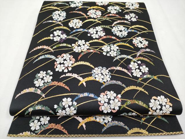 平和屋本店■極上　西陣の老舗　1782年創業　山下織物　六通柄袋帯　唐織　吉野山　黒地　金糸　逸品　CYAA1812s5