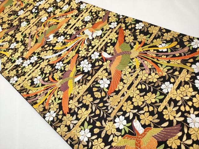 美品 極上 逸品 正絹 金彩 ヱ霞 名古屋帯 六通柄 中古品