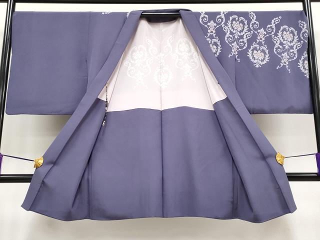 平和屋本店□極上 長羽織 三眠蚕 まるまん 花唐草文 金銀彩