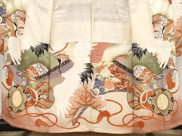 平和屋本店□極上 アンティーク 大正ロマン 中国三大刺繍 相良刺繍 振袖 駒