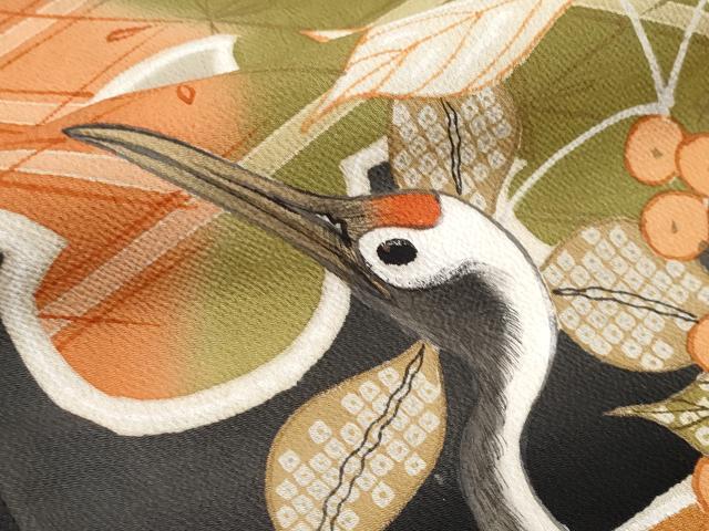 平和屋本店□極上 アンティーク 大正ロマン 振袖 駒刺繍 手描き 飛鶴貝