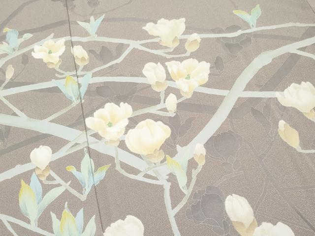 平和屋本店□極上 京加賀糸目友禅作家 山崎巌 訪問着 木蓮 胡桃