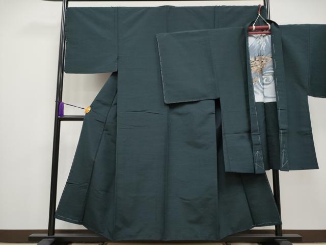 平和屋本店■極上　男性　紬　アンサンブル　色無地　褐返色　逸品　未使用　CYAA1892s5