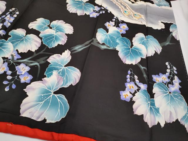 平和屋着物○アンティーク 大正ロマン 訪問着 刺繍 枝花文 暈し染め