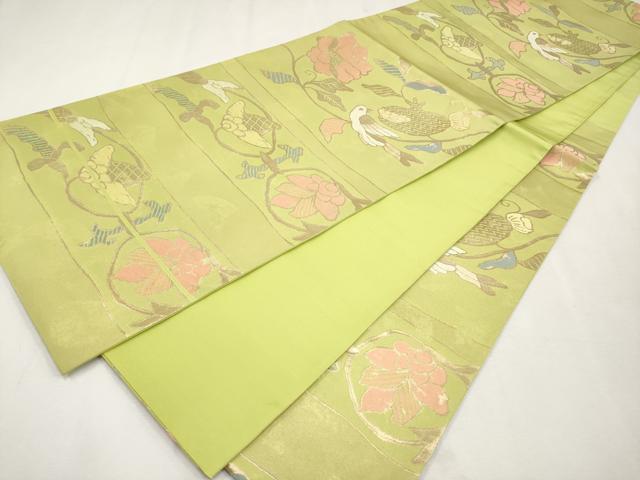 平和屋本店□極上 洛風林 工芸帯地 六通柄袋帯 花鳥文