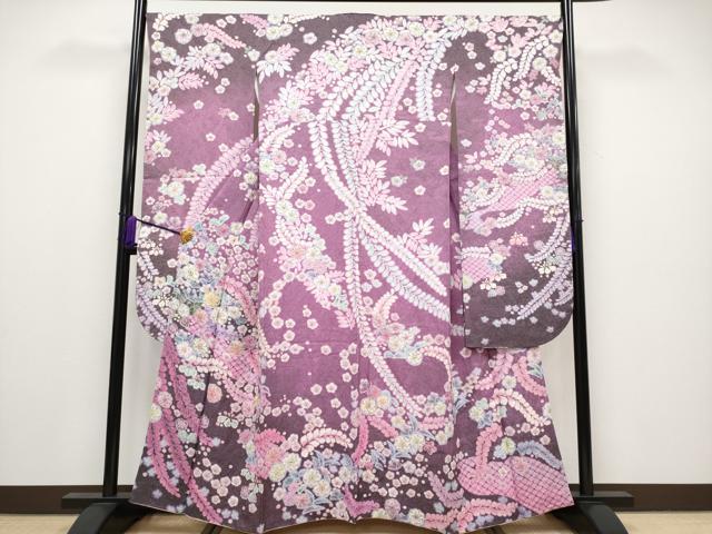 平和屋本店□極上 振袖 辻が花 絞り 暈し染め 金通し地 逸品 CYAA1922s5