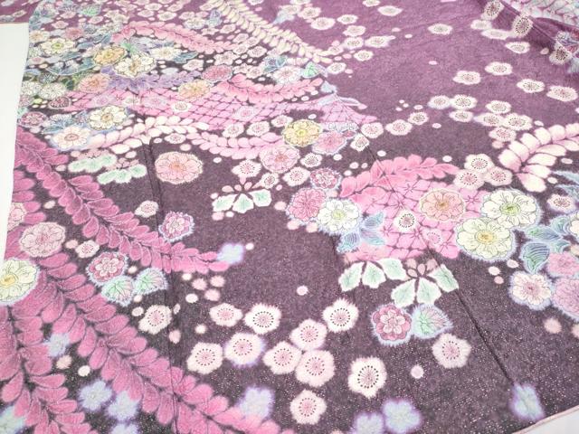 ■逸品　名門　辻が花■落款入り■花絞り■金通し■ベビーピンク色■ふっくら辻が花 暈しピンク 辻が花模様 - からん::アンティーク着物・リサイクル着物の