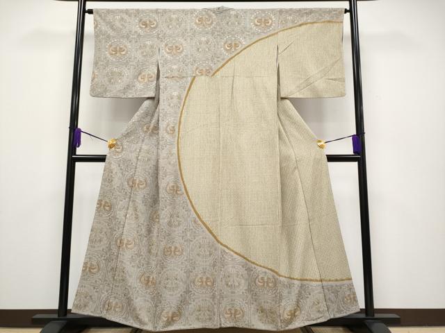 平和屋着物○極上 総刺繍 袋帯 向かい鳥正倉院花文 金糸