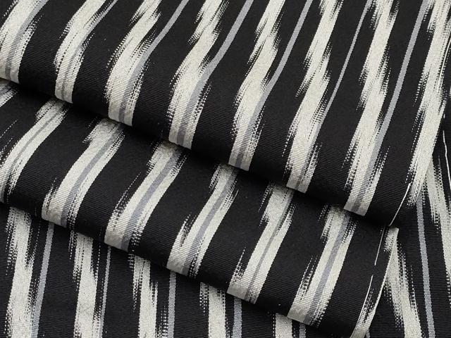 平和屋本店■極上　お召　よろけ縞　黒地　逸品　未使用　CYAA2030s5