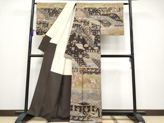 平和屋本店■最高級　中国三大刺繍　スワトウ刺繍　総刺繍　訪問着　エジプト壁画文様　暈し染め　金糸　逸品　CYAA2039s5 平和屋本店□最高級 中国三大刺繍 スワトウ刺繍 総刺繍 訪問着