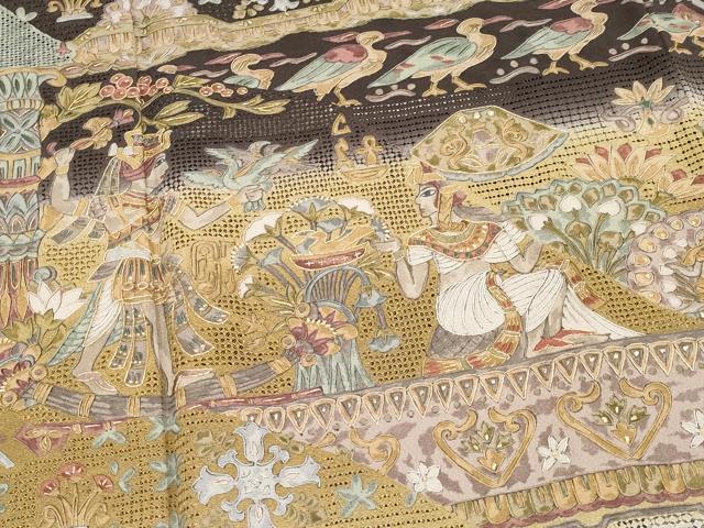 平和屋本店■最高級　中国三大刺繍　スワトウ刺繍　総刺繍　訪問着　エジプト壁画文様　暈し染め　金糸　逸品　CYAA2039s5 平和屋本店□最高級 中国三大刺繍 スワトウ刺繍 総刺繍 訪問着