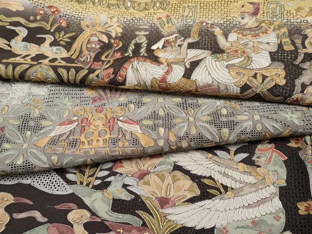平和屋本店■最高級　中国三大刺繍　スワトウ刺繍　総刺繍　訪問着　エジプト壁画文様　暈し染め　金糸　逸品　CYAA2039s5 平和屋本店□最高級 中国三大刺繍 スワトウ刺繍 総刺繍 訪問着
