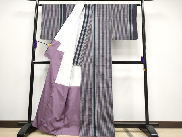 平和屋本店□極上 能州紬 絲藝苑 上島洋山 間道 逸品