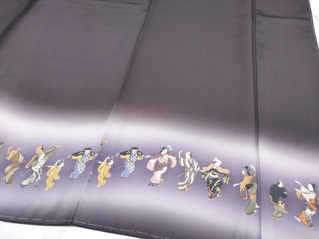 平和屋本店□極上 訪問着 ええじゃないか 暈し染め 深紫色地 逸品 未