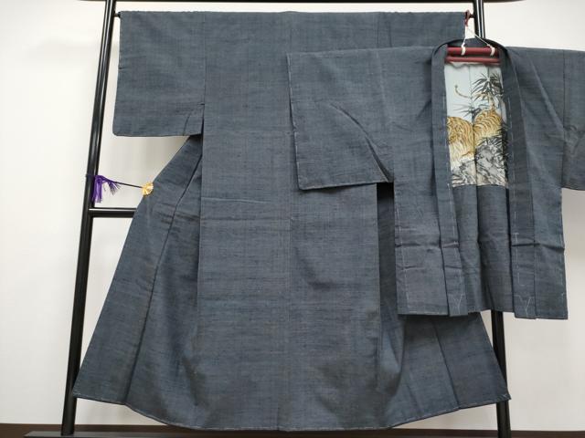 平和屋本店■極上　男性　紬　アンサンブル　羽裏：虎　逸品　未使用　CYAA2183s5