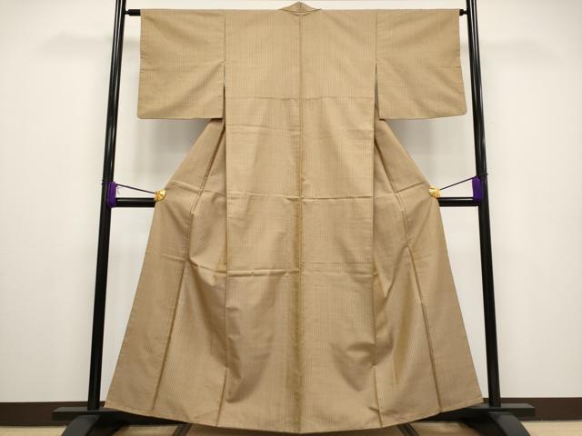 平和屋2■極上　本場黄八丈　市松綾織　紬　単衣　逸品　未使用　DZAA0937kh4