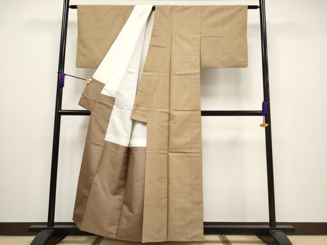 平和屋2■極上　本場黄八丈　市松綾織　紬　単衣　逸品　未使用　DZAA0937kh4