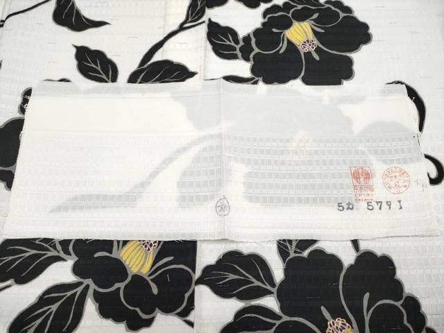 平和屋本店□極上 BANKAN わものや 紬 単衣 椿 金彩 反端