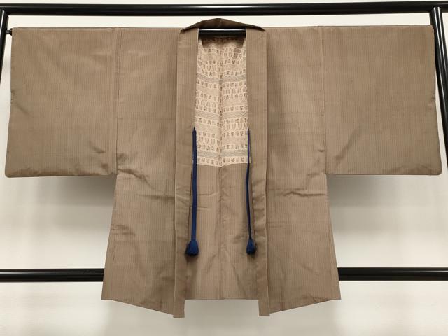 平和屋本店■極上　男性　羽織　紬地　縞　枯茶色地　逸品　CYAA2214s5