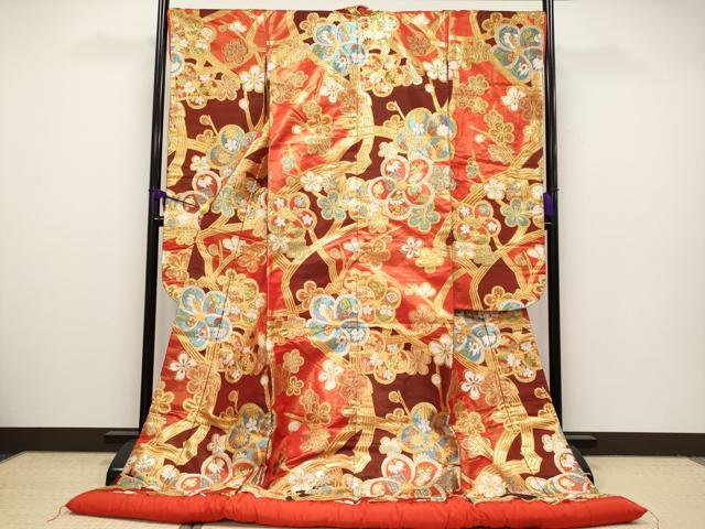 ベストストア日本一受賞店！■平和屋着物■色打掛　駒刺繍　鏡裏吉祥花文　暈し染め　金糸　逸品　ｗ1736 平和屋着物□極上 アンティーク 色打掛・掛下・長襦袢セット 総刺繍 金糸