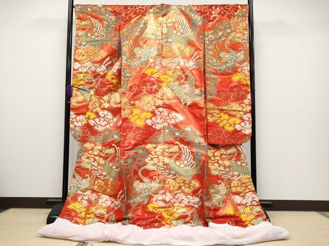 平和屋本店■極上　西陣　川島織物　色打掛　和装　婚礼　結婚式　花嫁　神社挙式　唐織　雲取り鳳凰文　金銀糸　逸品　CYAA2219s5