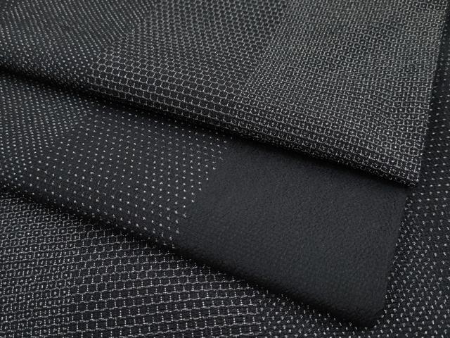 平和屋本店■極上　本塩沢　単衣　110亀甲　間道　黒地　逸品　CYAA2277s5