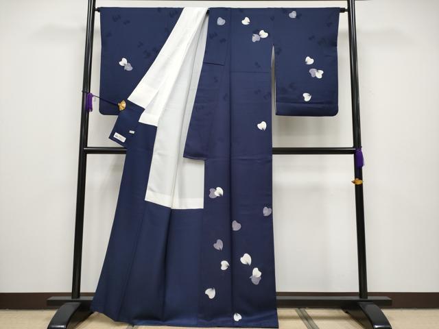 平和屋本店■極上　ジャパンオートクチュール　渡辺雪三郎　訪問着　舞花びら　やまと誂製　濃紺地　逸品　CYAA2288s5 平和屋本店□極上 ジャパンオートクチュール 渡辺雪三郎 訪問着 舞