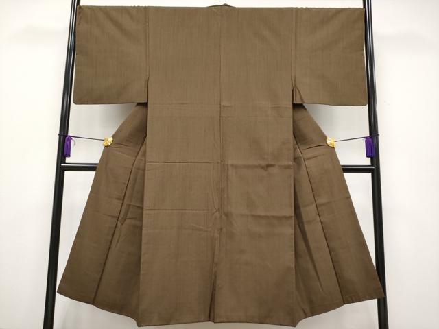 平和屋本店□極上 男性 紬 色無地 黄枯茶色地 逸品 CYAA2310s5